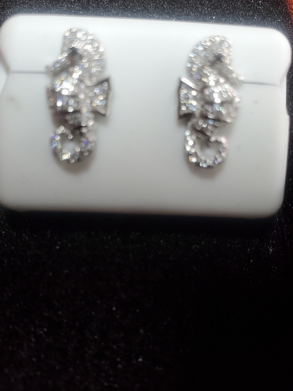 New 1ctw Moissonite Studded Seahorse 925 Sterling Silver Nautical Earrings. - Picture 6 of 8